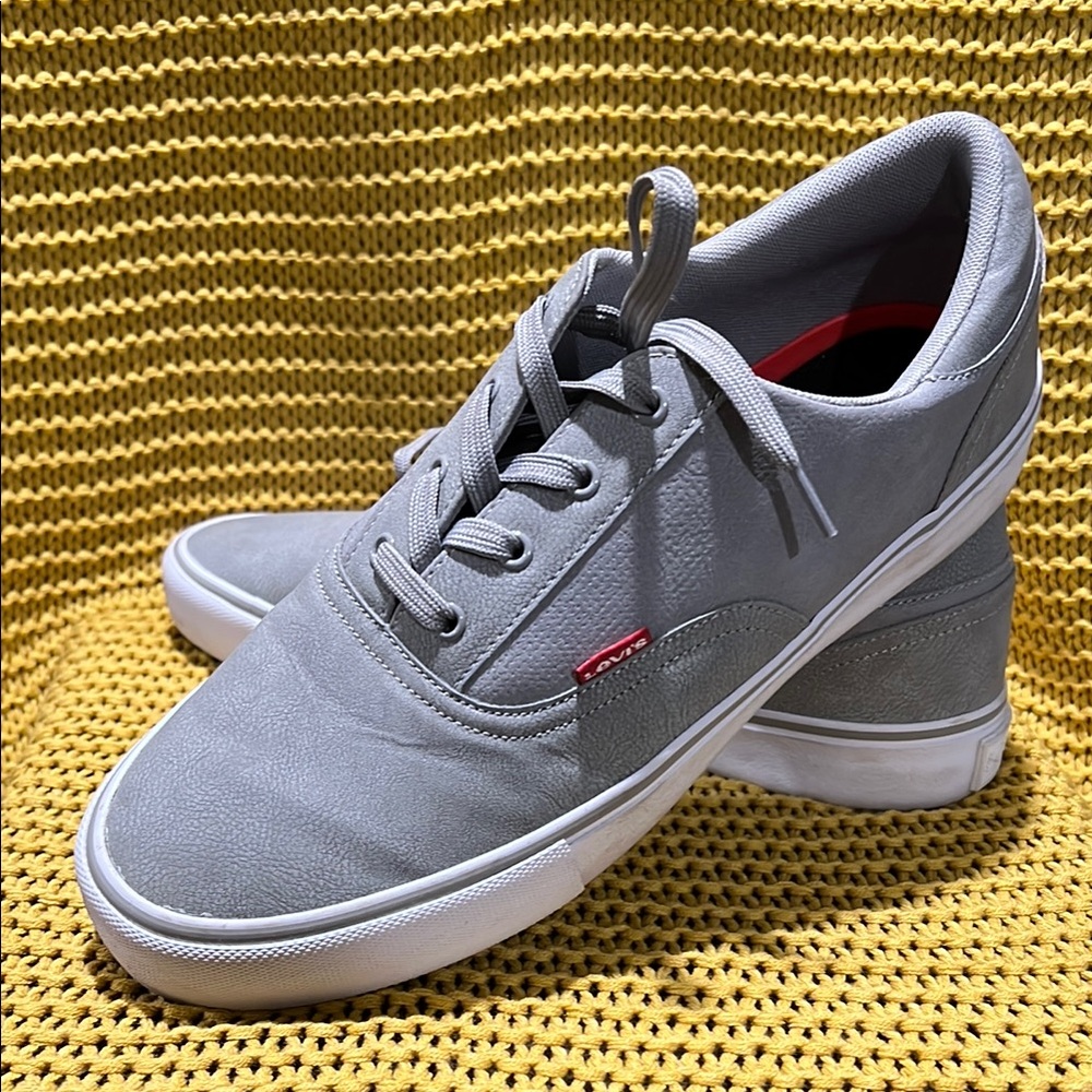 Levi's Gray and White Sneakers with Suede Upper and Rubber Sole